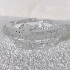 Vintage Cut Crystal Pinwheel Whirling Star Ashtray Trinket Dish
